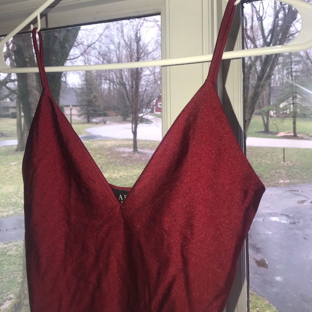 Red velvet body suit